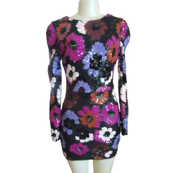 Dress The Population Hazel Floral Sequin Bodycon Dress S - Picture 8 of 12